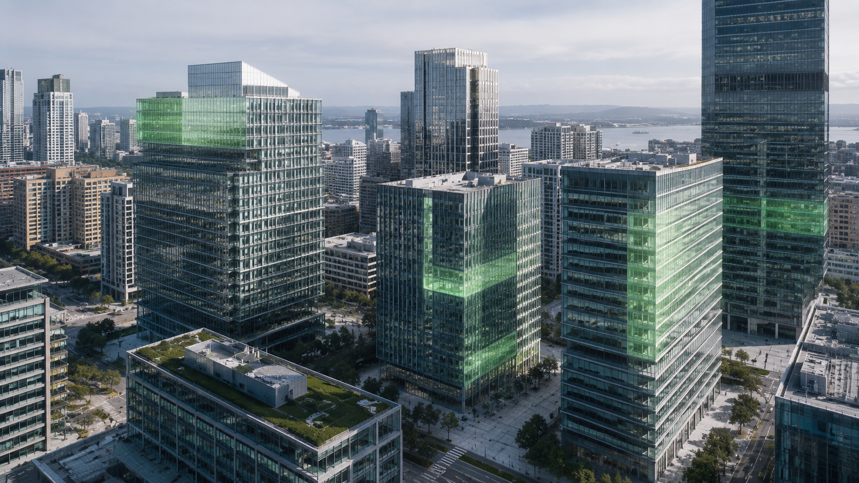 Commercial building portfolio with exterior intelligence overlays